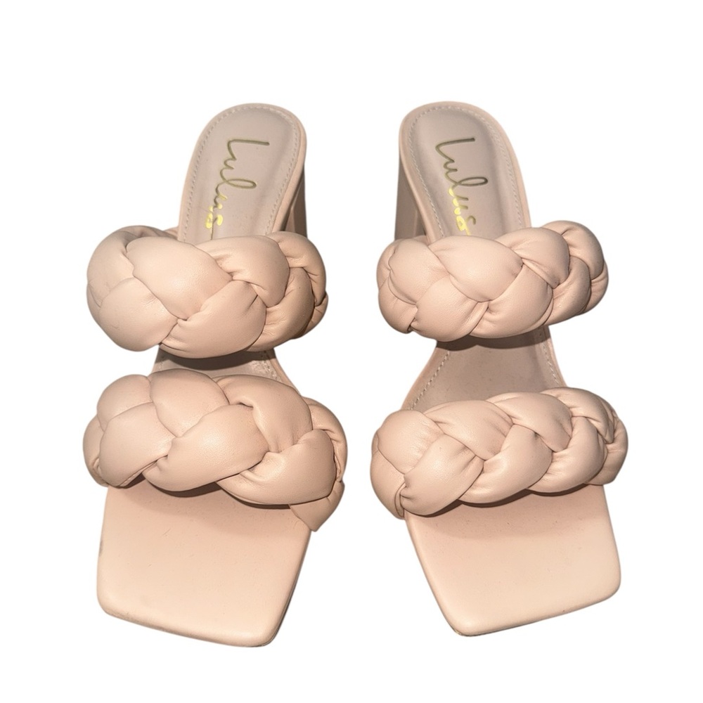 Lulu's Braided Strap Sandals Heels - Blush Cream Size 8